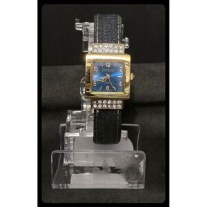 Joan Rivers Classics Watch Womens Gold Blue Denim Rhinestone V377